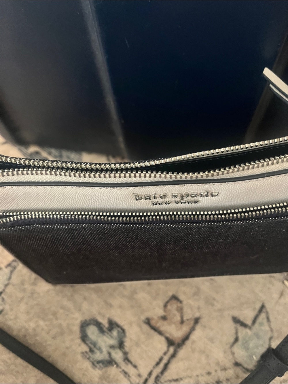 kate spade denim and White Colorblock Crossbody Bag, EUC - Picture 4 of 5